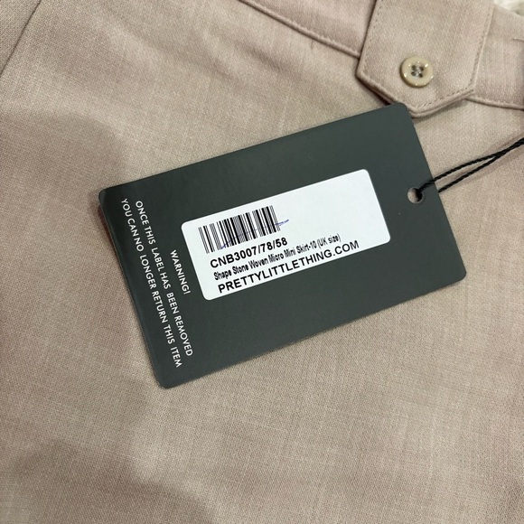 Pretty little thing shape stone woven micro mini skirt Tan size 6 - Picture 4 of 8